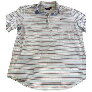 Vineyard Vines Men's 100% Cotton PopOver Shirt Sz Medium Blue Pink Striped READ
